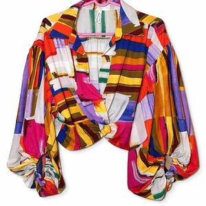Live 4 Truth Multicolor Striped Knot-Front Blouse